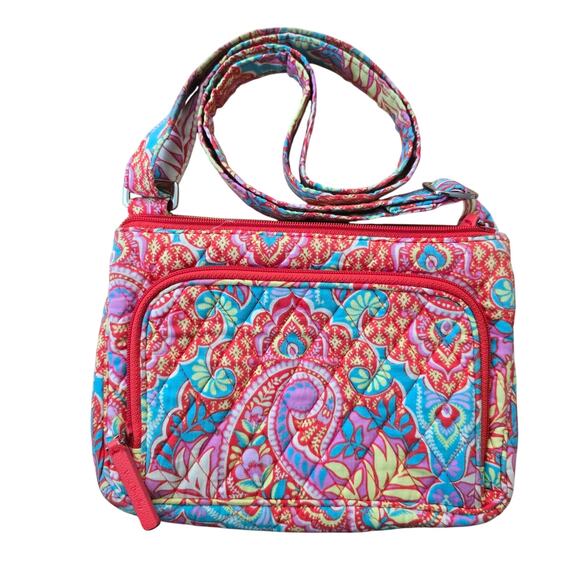 Vera Bradley Crossbody Paisley in Paradise Quilted Pink Bag Adjustable Purse - Picture 1 of 12